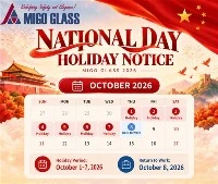 MIGO Glass 2026 ประกาศวันหยุดวันชาติจีน